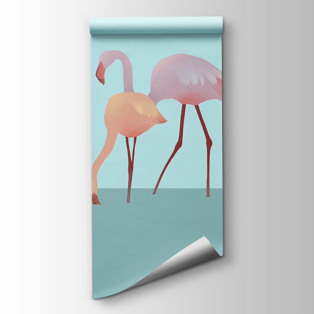 Group of flamingos standing in water Group of flamingos standing in water
