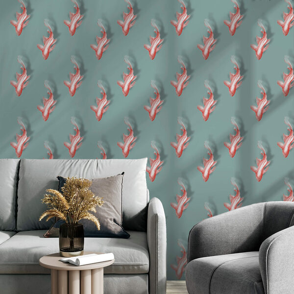 Patroon van vissen op een blauwe achtergrond