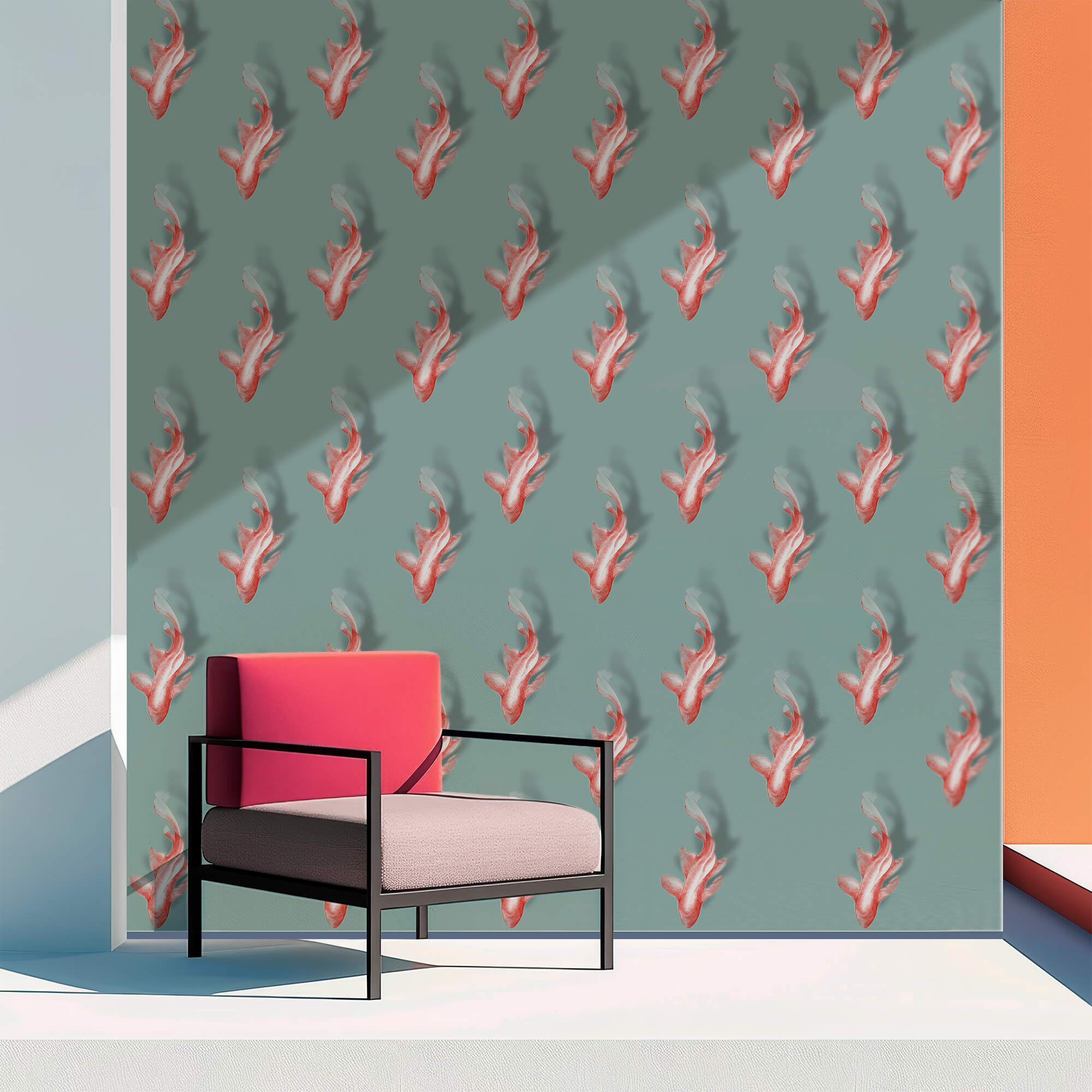 Patroon van vissen op een blauwe achtergrond