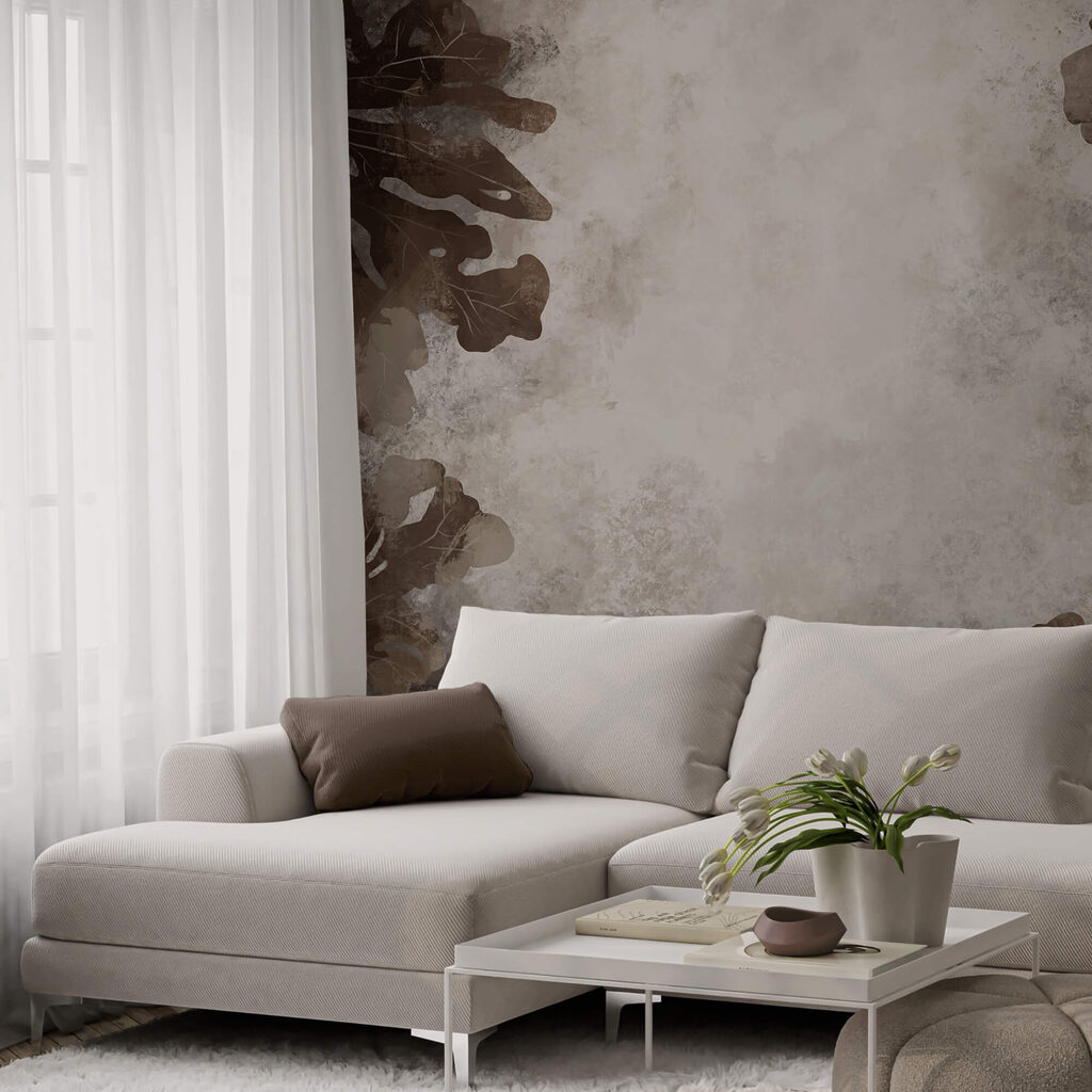 Bruine bladeren op een witte ondergrond