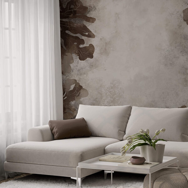 Bruine bladeren op een witte ondergrond