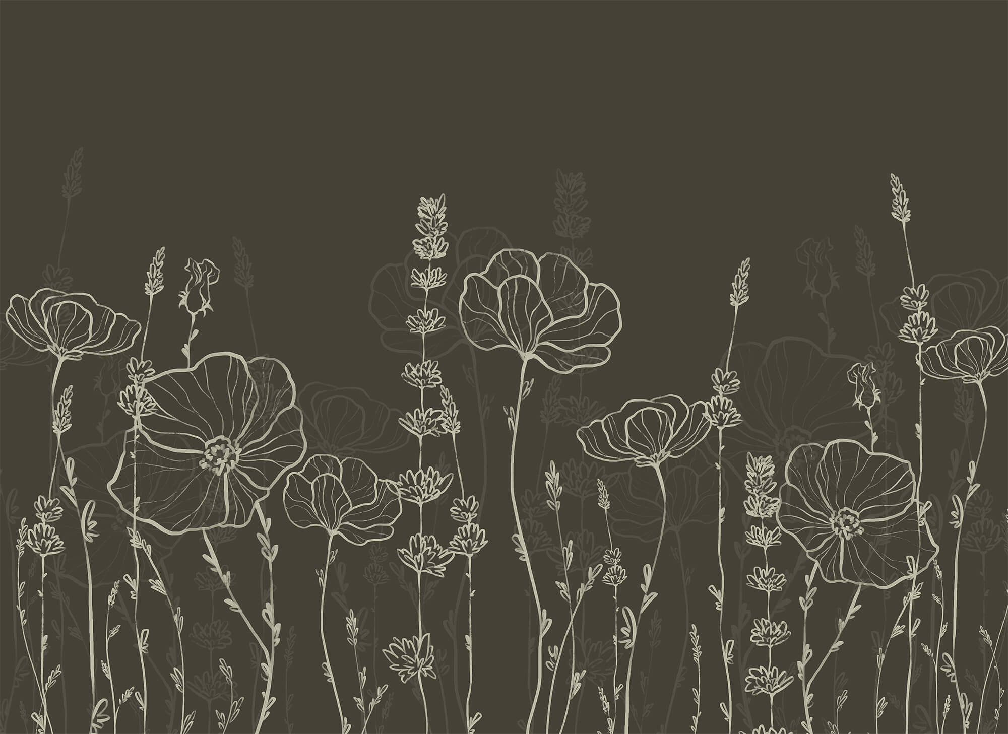 Line of flowers on a dark background Line of flowers on a dark background