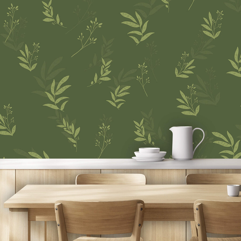 Bladmotief op een groene achtergrond