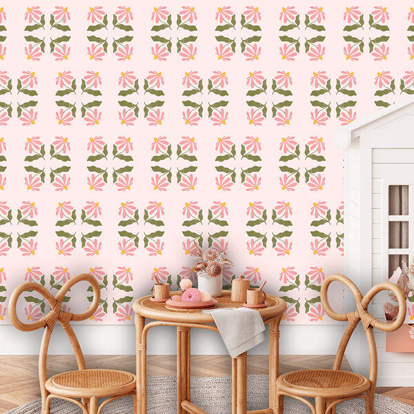 Fotobehang Fotobehang Motief van bloemen en bladeren (Artikelnummer: t00636)