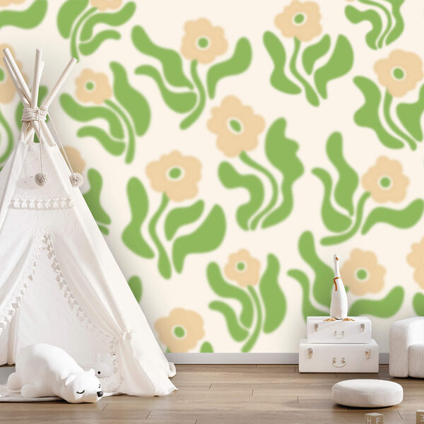 Fotobehang Fotobehang Motief van bloemen en bladeren (Artikelnummer: t00637)