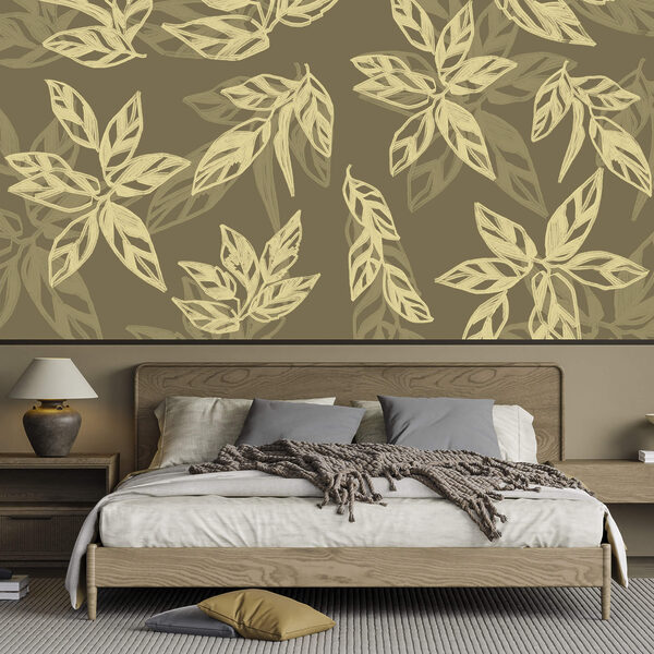 Fotobehang Fotobehang Bladmotief op een bruine achtergrond (Artikelnummer: t00638v1)