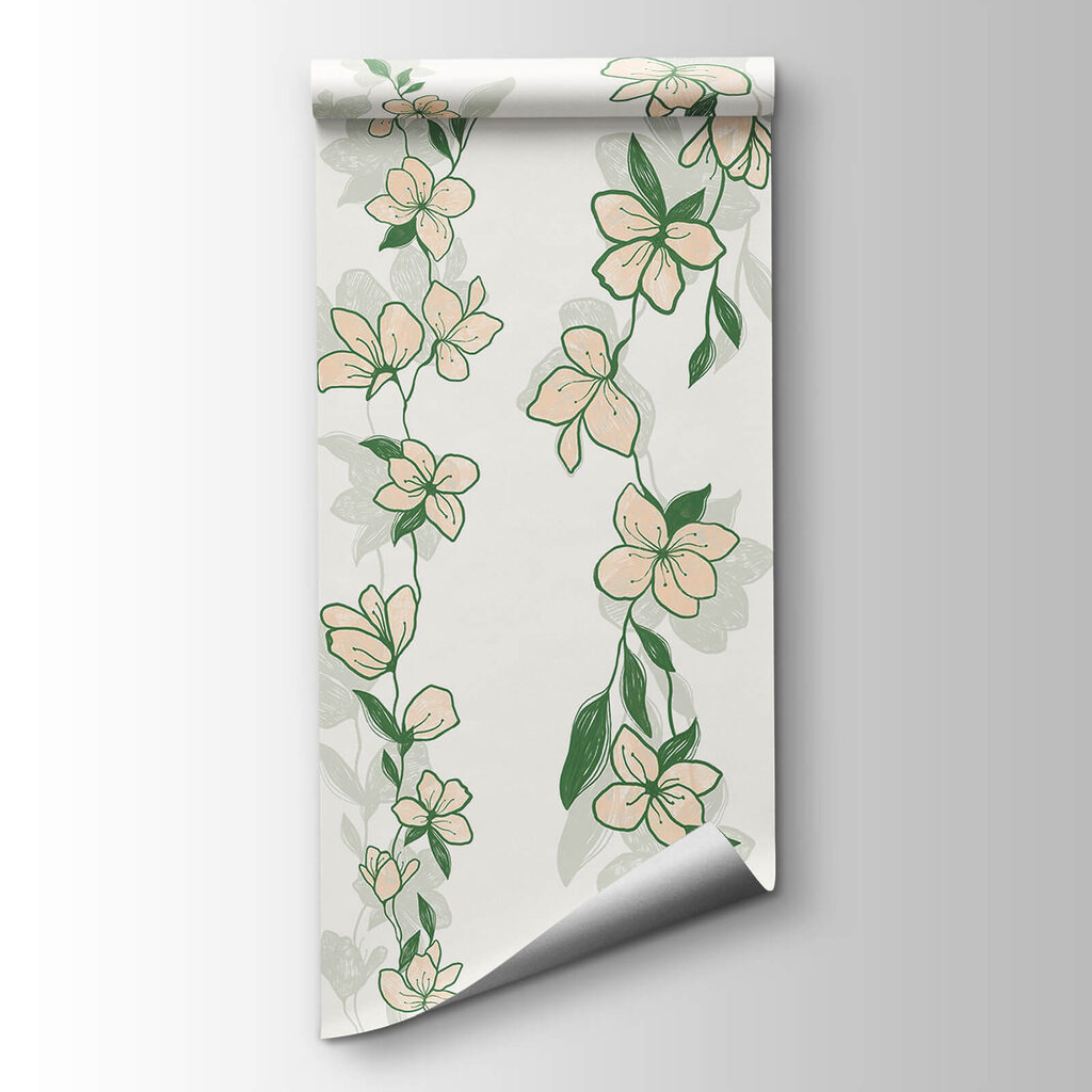 Pattern of flowers and leaves