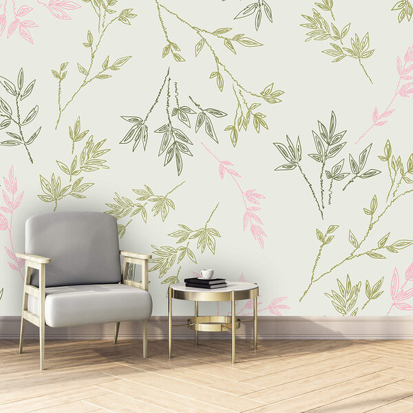 Fotobehang Fotobehang Bladmotief op een witte achtergrond (Artikelnummer: t00645)