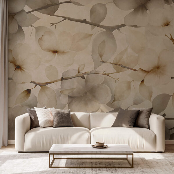 Zachte bloemen op een ingetogen achtergrond