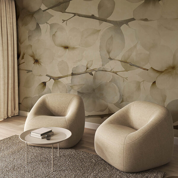 Zachte bloemen op een ingetogen achtergrond