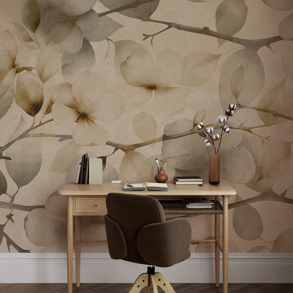 Zachte bloemen op een ingetogen achtergrond