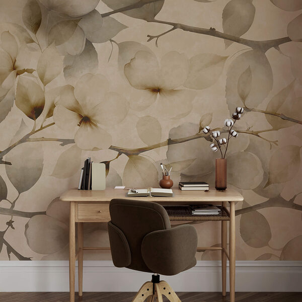 Zachte bloemen op een ingetogen achtergrond