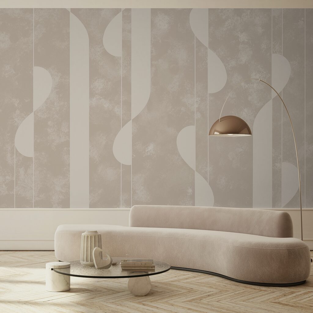 Abstracte vormen in zachte beige tinten