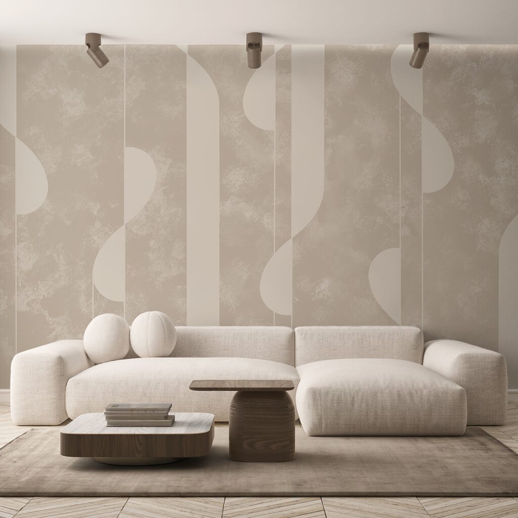 Abstracte vormen in zachte beige tinten