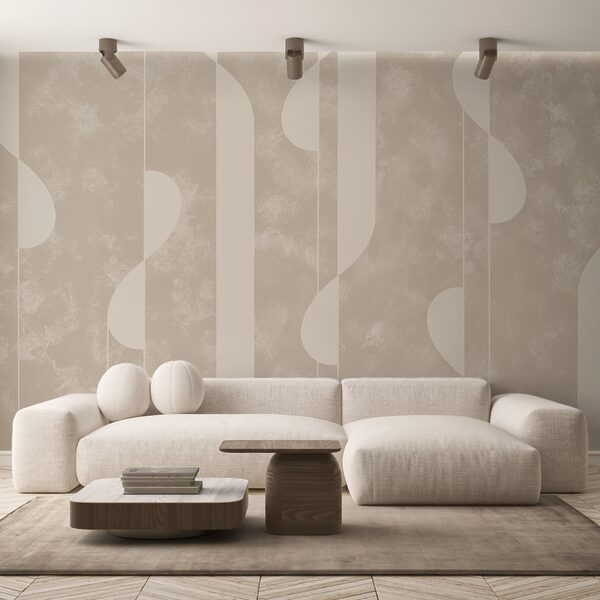 Abstracte vormen in zachte beige tinten