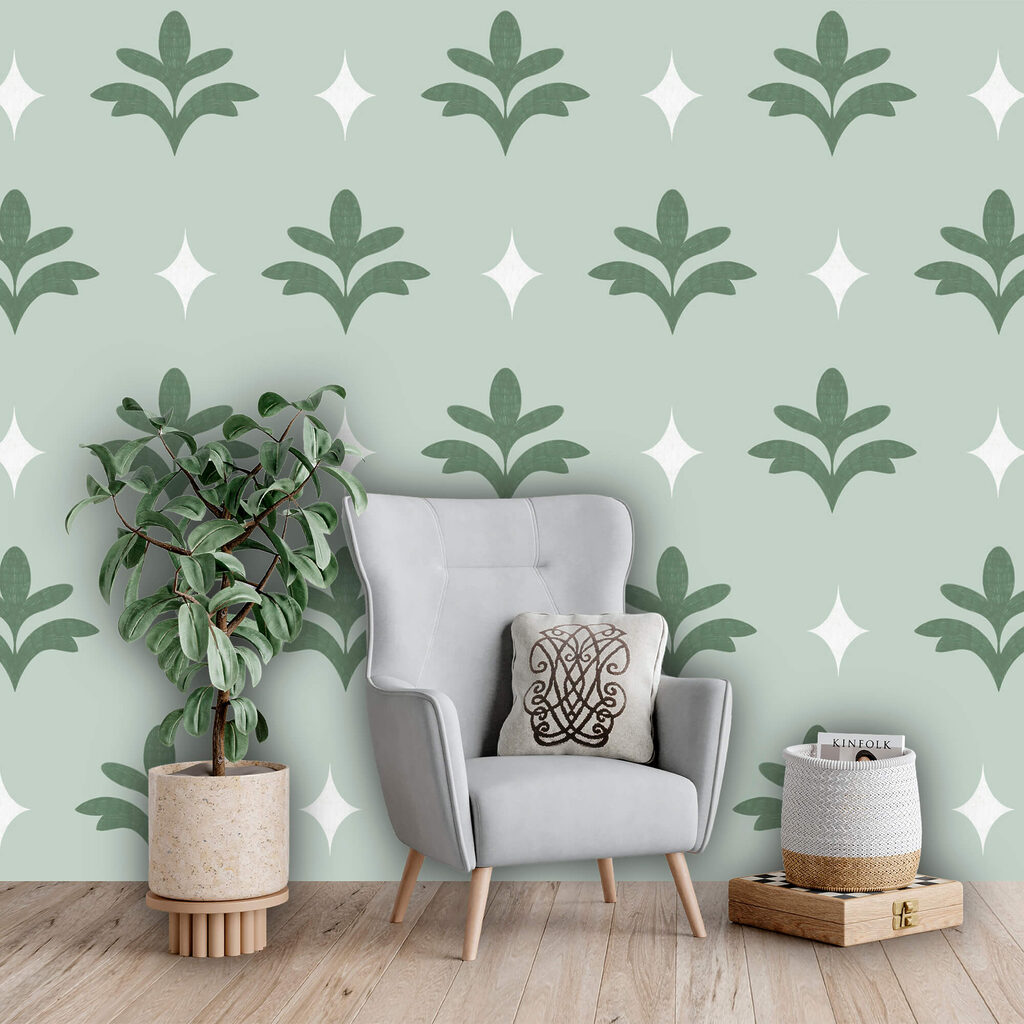 Elegant botanisch patroon in zachte tinten