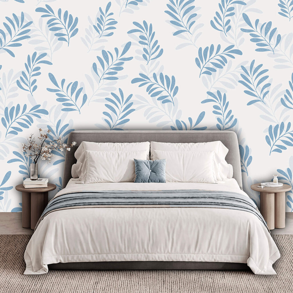 Patroon van blauwe bladeren