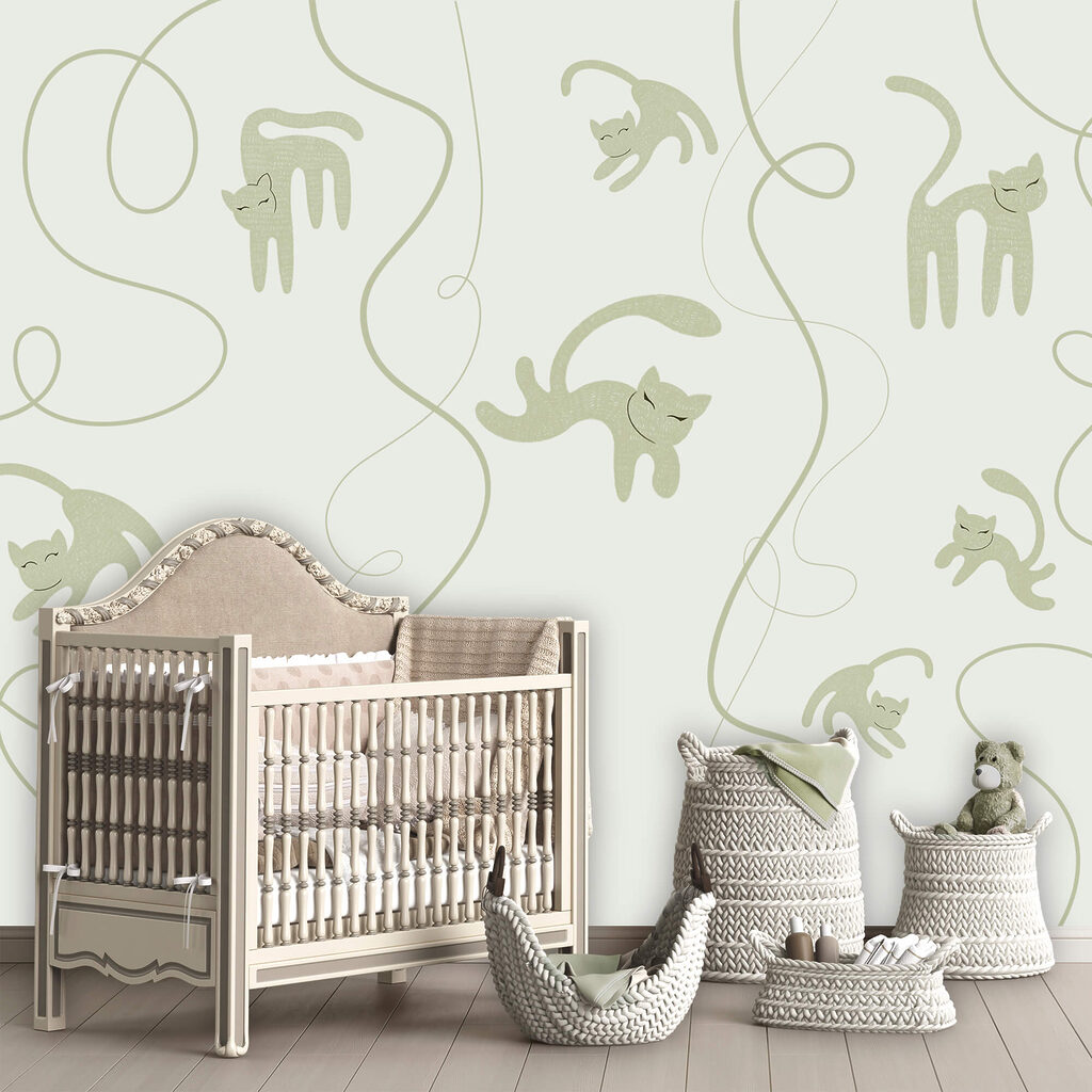 Motief met katten en klimplanten