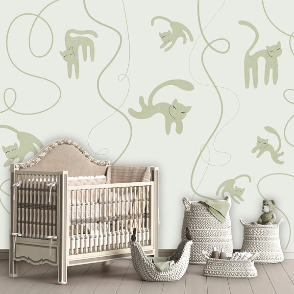 Motief met katten en klimplanten