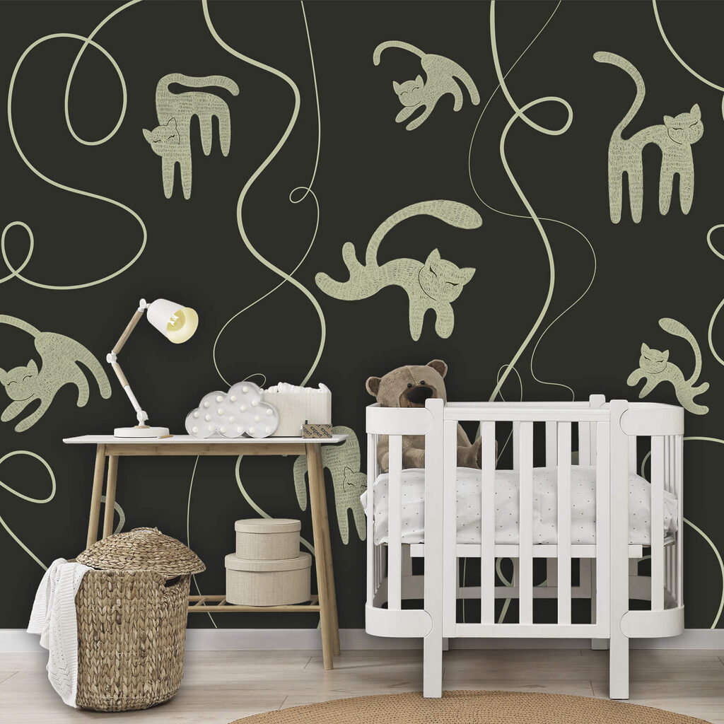 Motief met katten en klimplanten