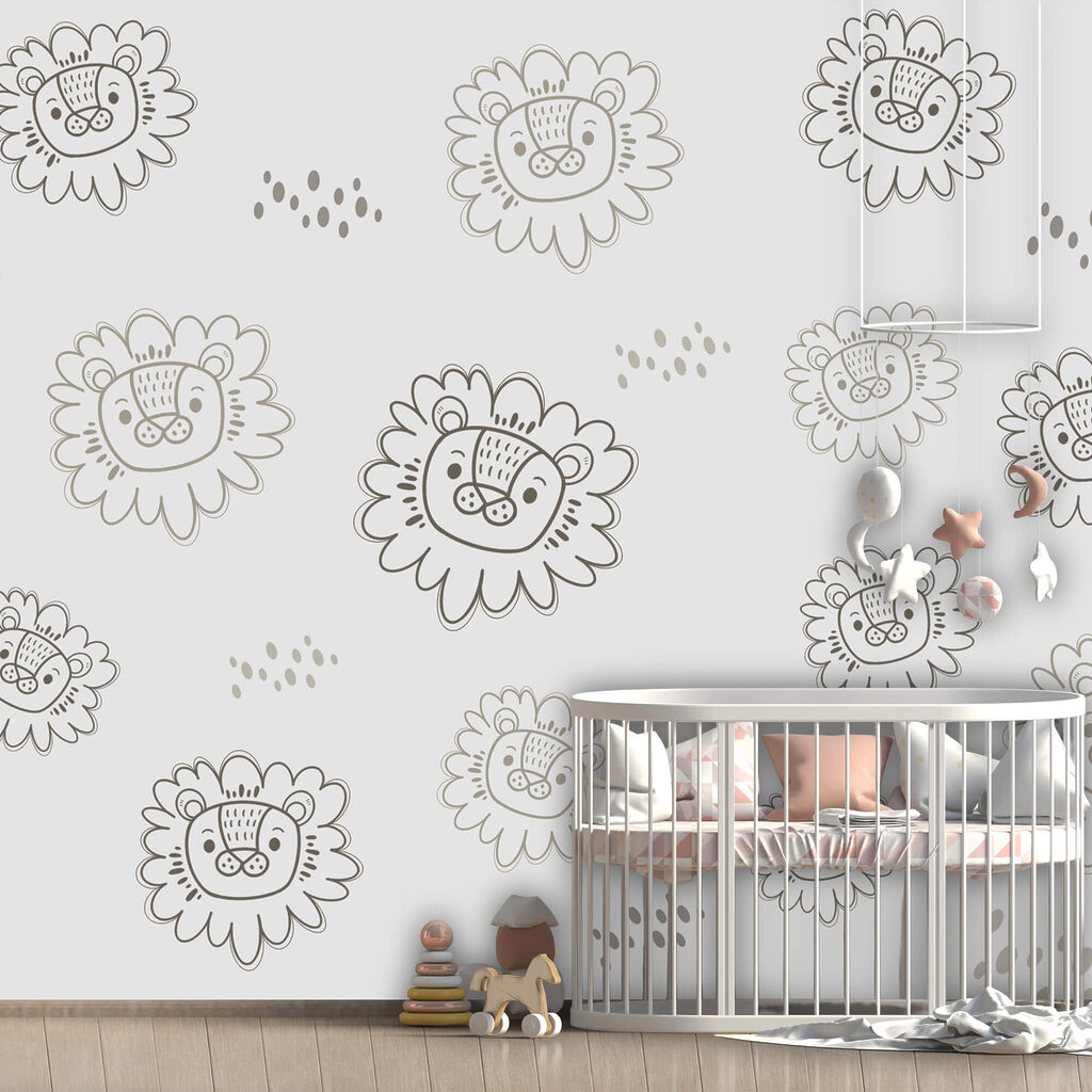 Patroon van leeuwen getekend op een witte achtergrond