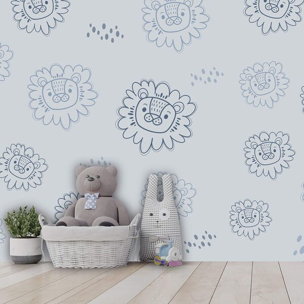 Motief met blauwe leeuwen