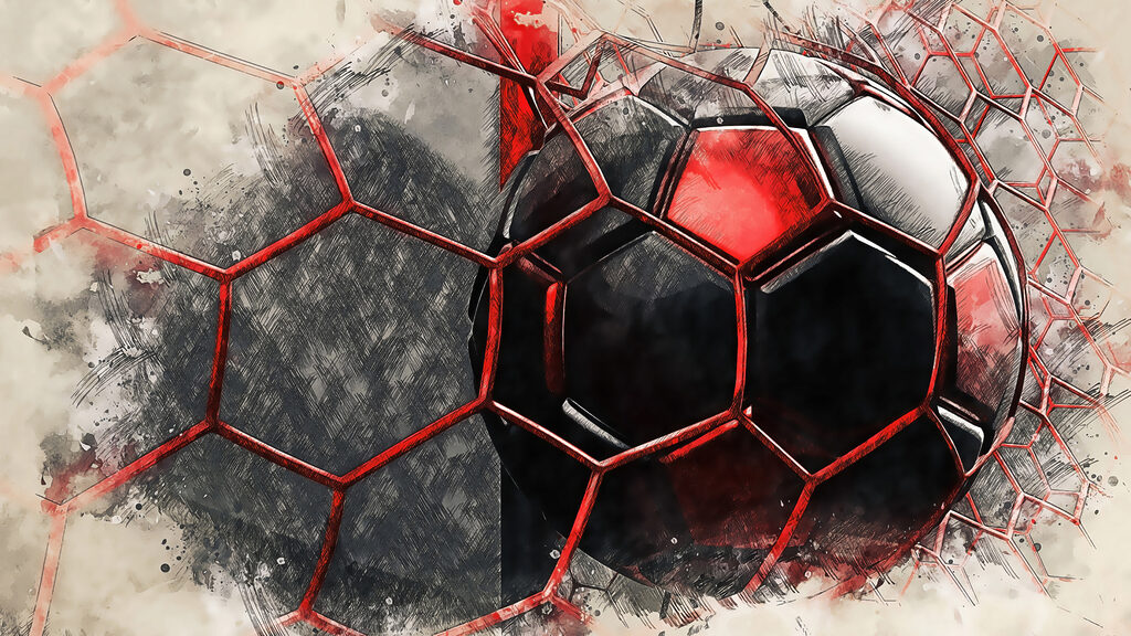 Football ball in a net
