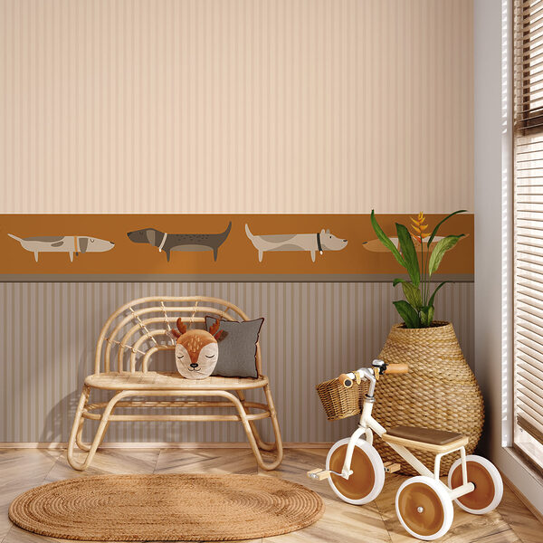 Een rij honden op een muur Een rij honden op een muur
