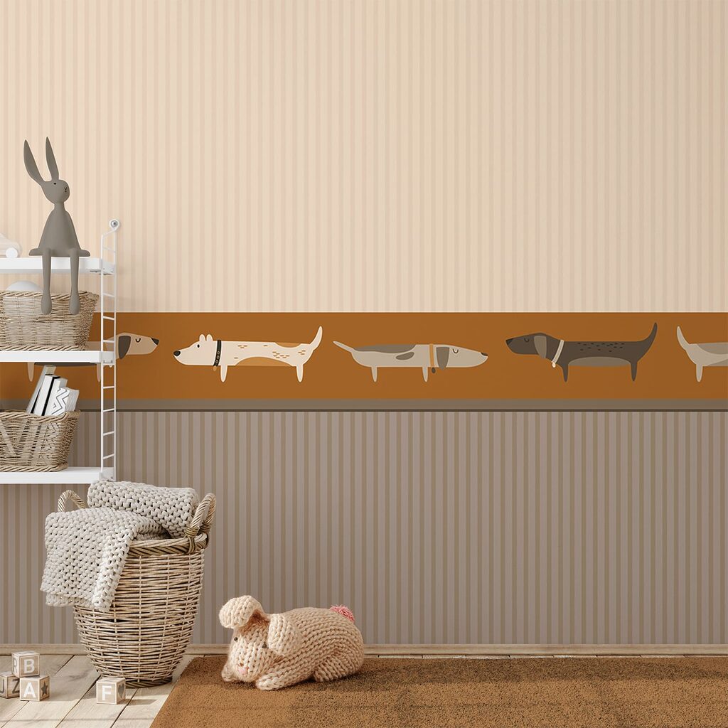 Een rij honden op een muur Een rij honden op een muur