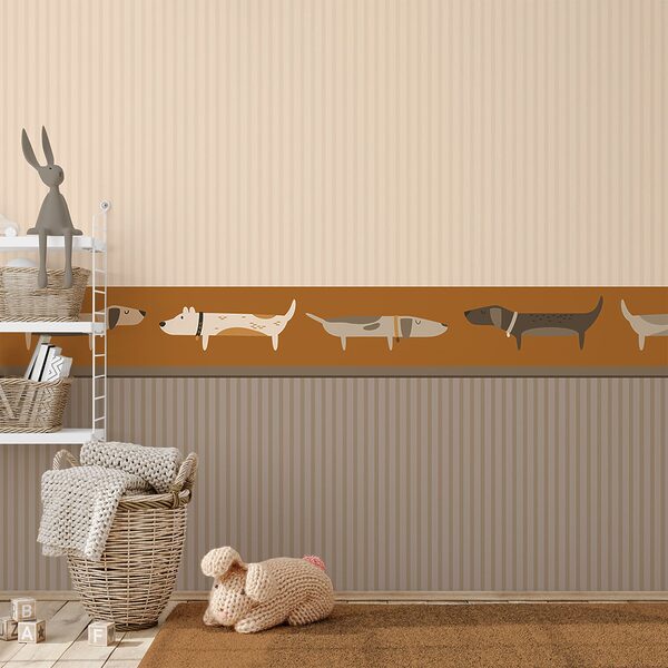 Een rij honden op een muur Een rij honden op een muur