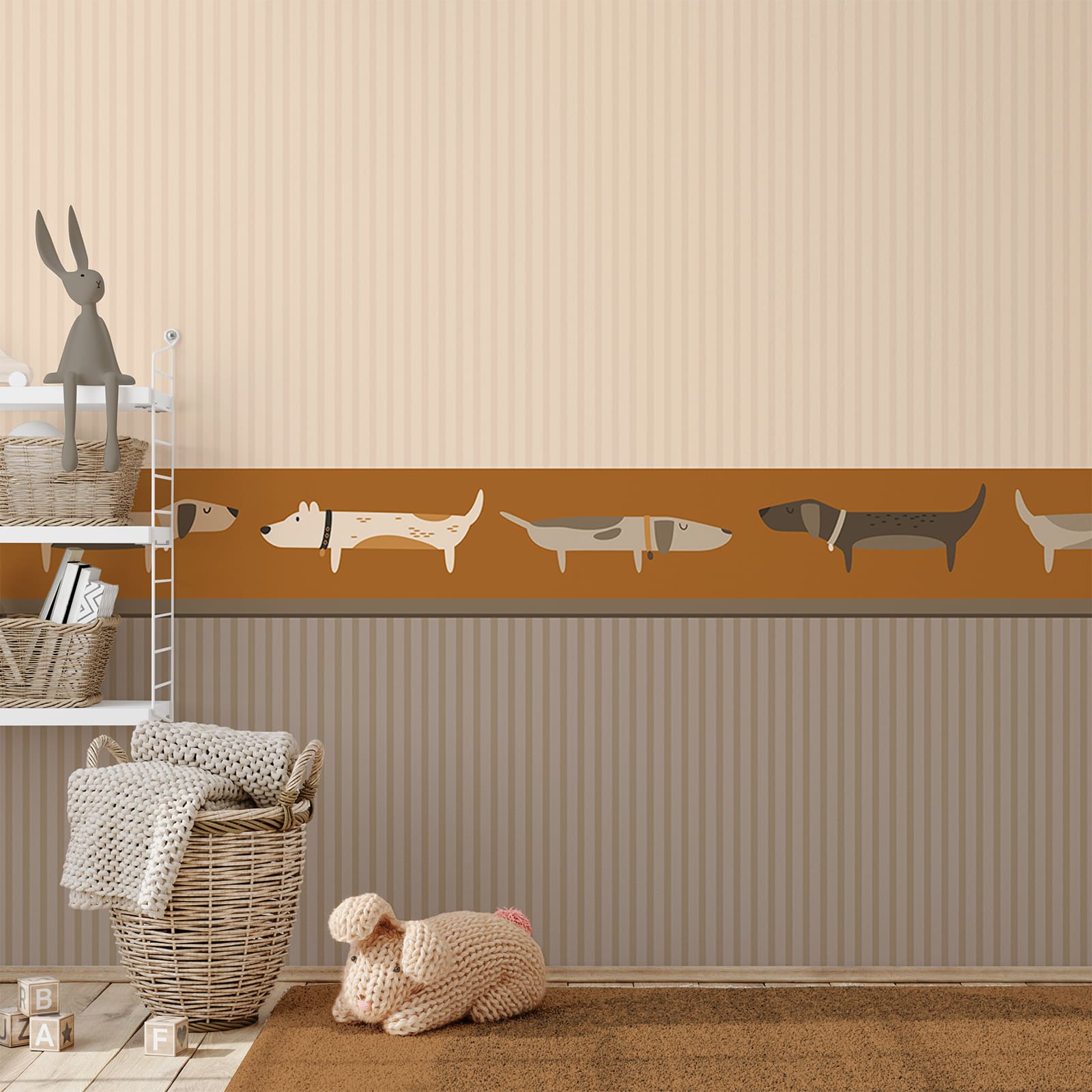 Een rij honden op een muur Een rij honden op een muur