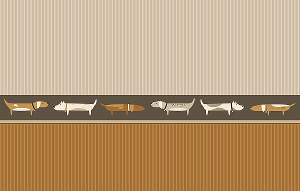 Row of dogs on a wall