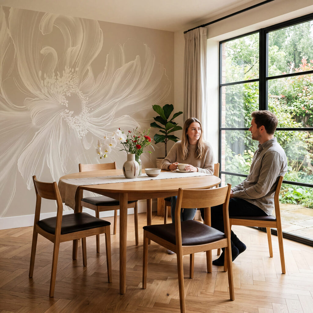 Witte bloem met een gedraaid hart