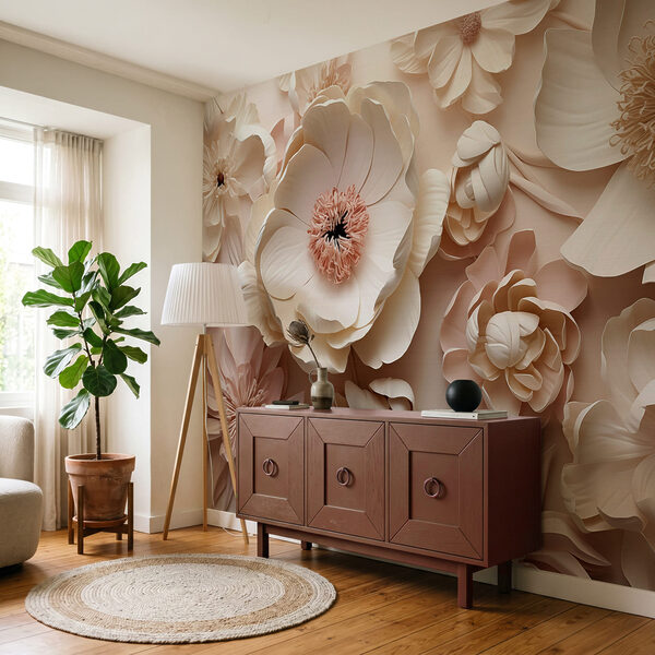 Een boeket van witte en roze bloemen