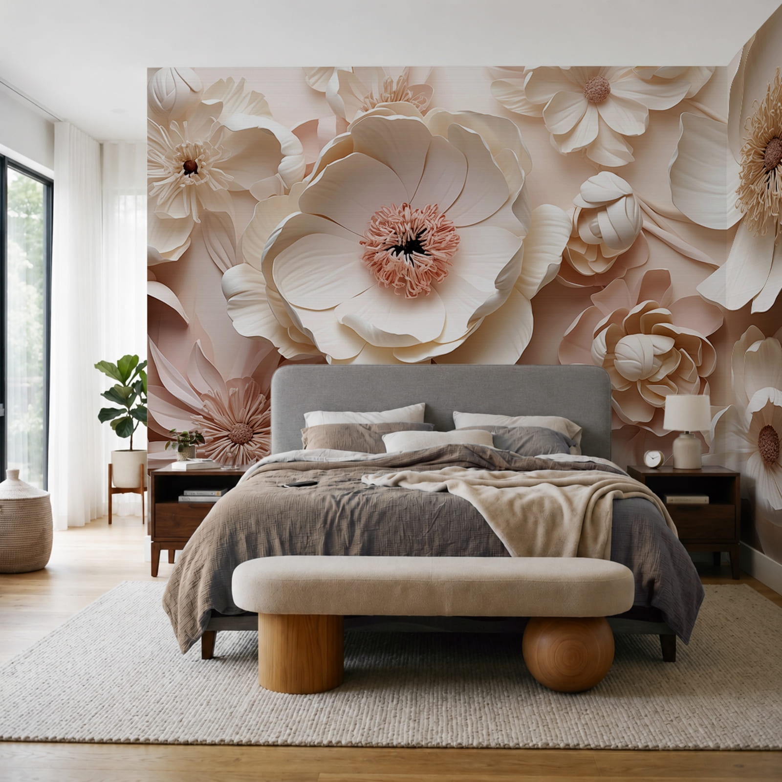 Een boeket van witte en roze bloemen