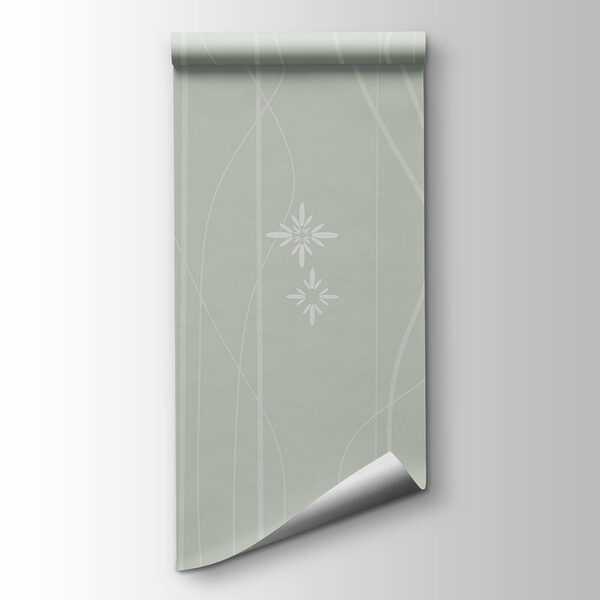 Wallpaper with white flowers and lines