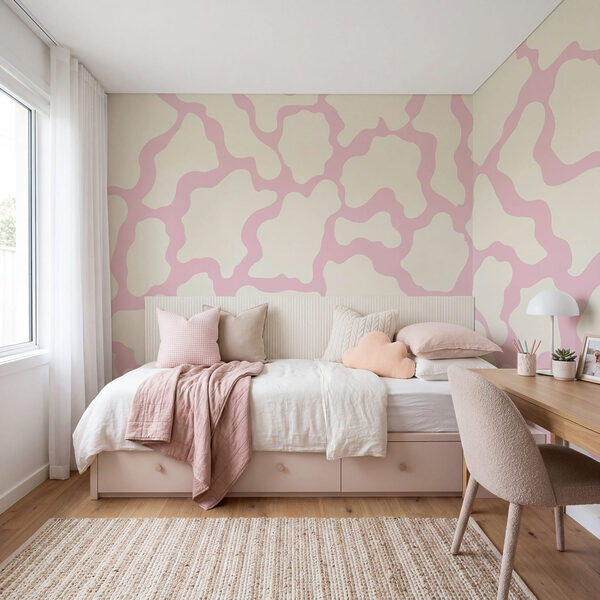 Roze en wit koeienpatroon
