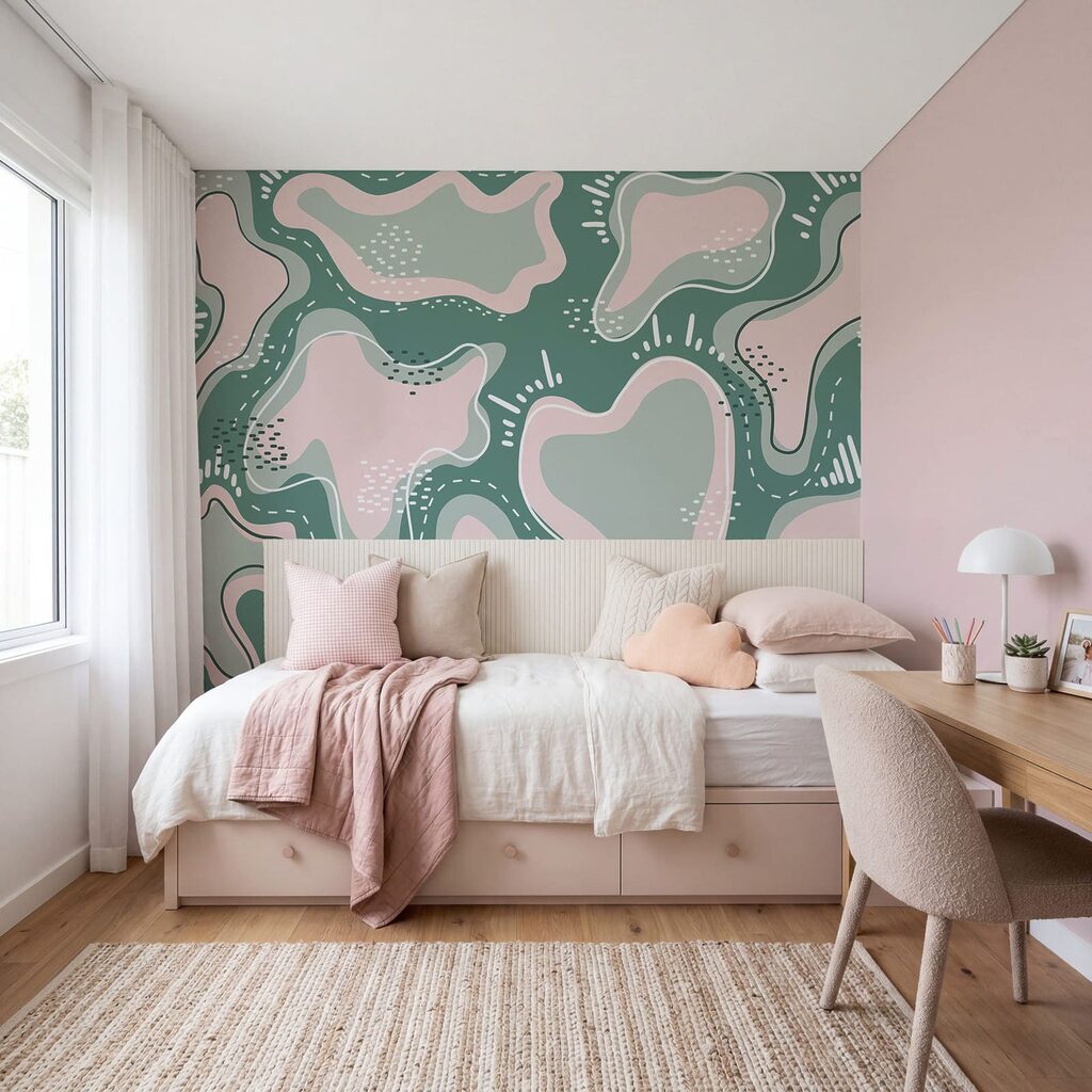 Groep roze en witte vormen