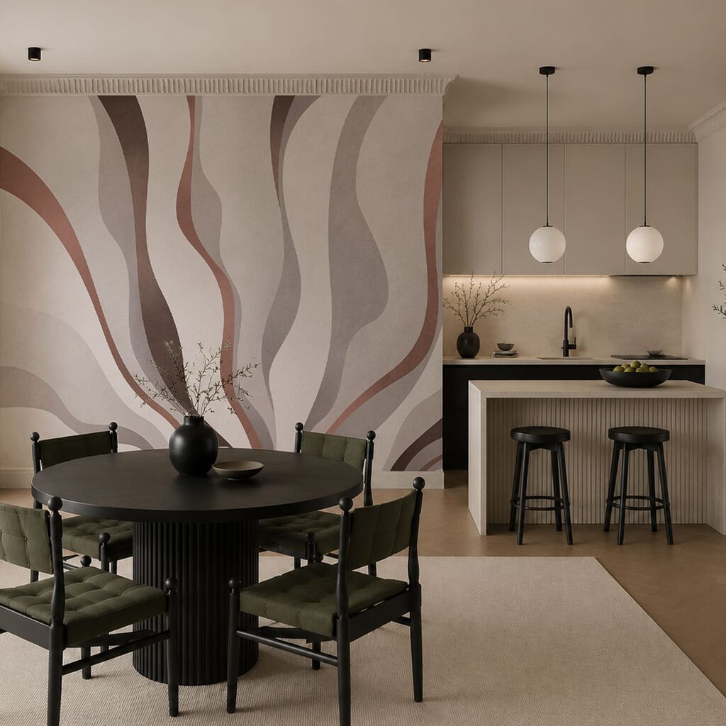 Wit en bruin golvend patroon