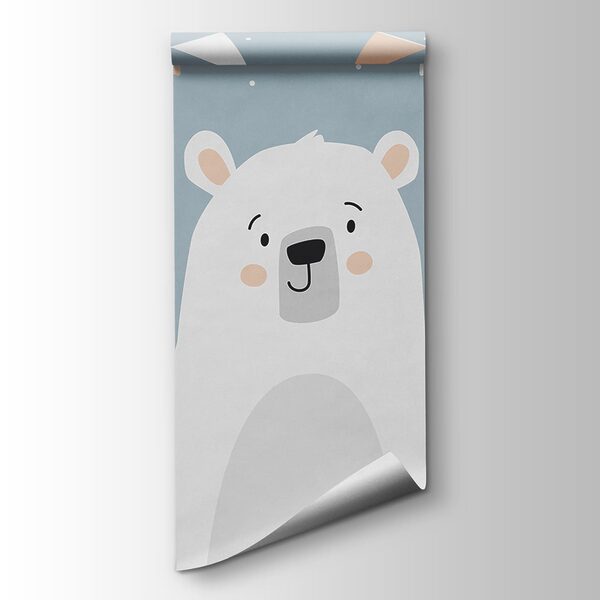 White bear with a blue background