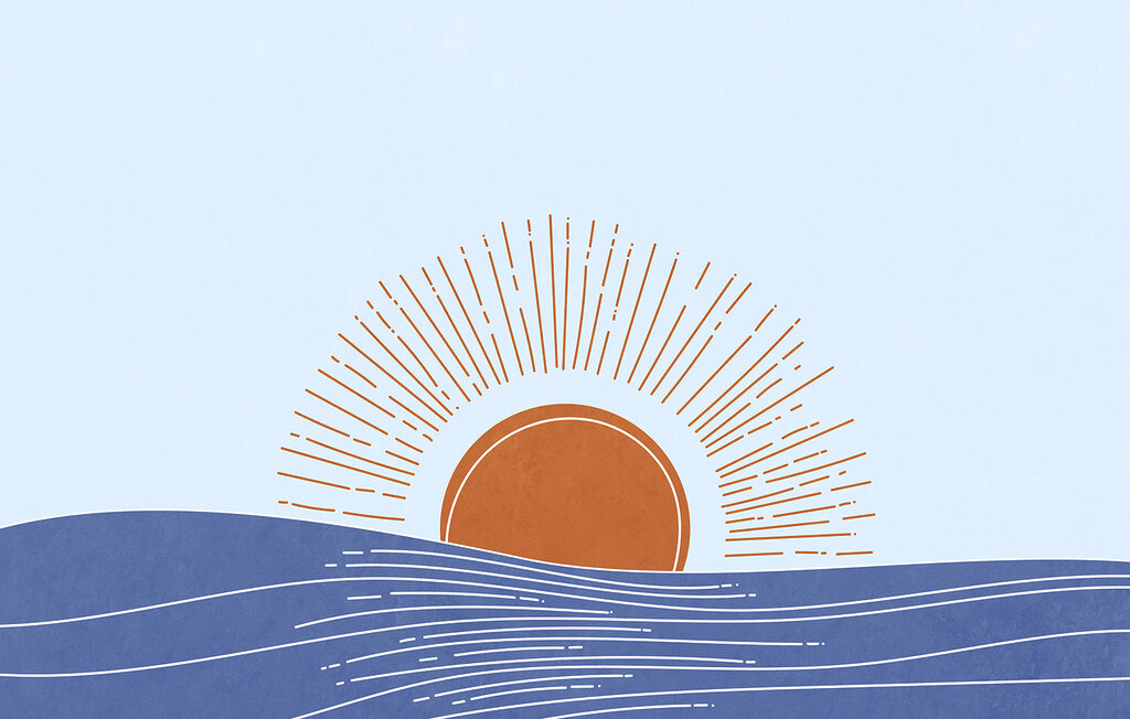 Sun rising over water Sun rising over water