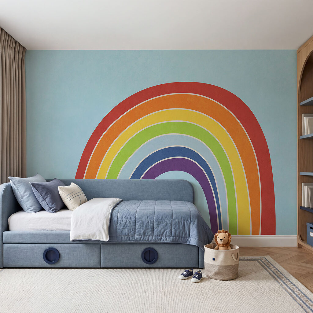 Regenboog tegen een blauwe achtergrond Regenboog tegen een blauwe achtergrond