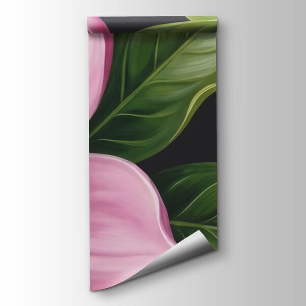 Group of pink flowers with green leaves Group of pink flowers with green leaves
