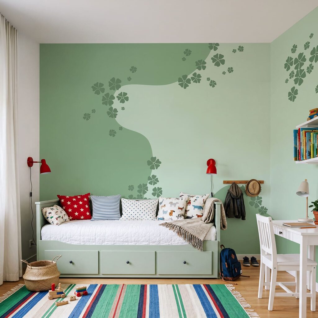 Groene achtergrond met bloemen