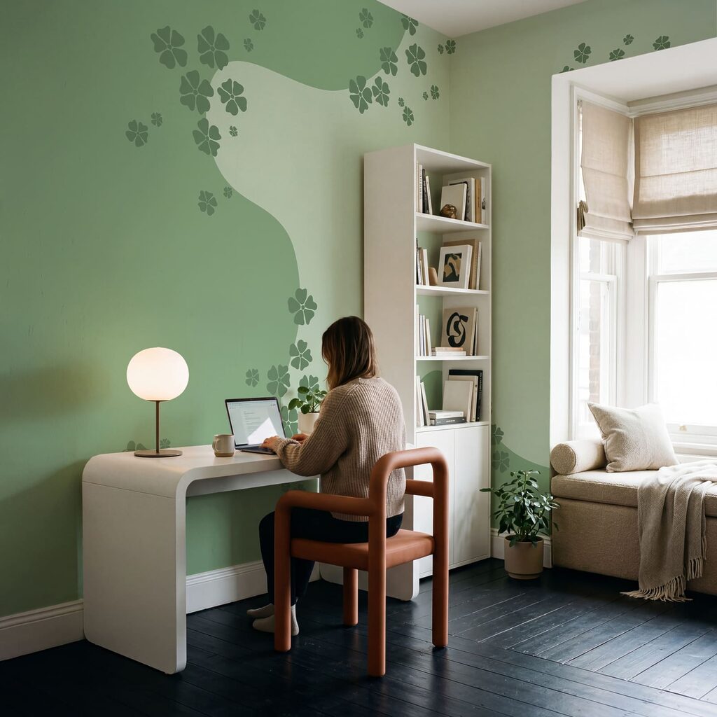Groene achtergrond met bloemen