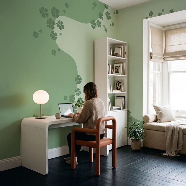 Groene achtergrond met bloemen
