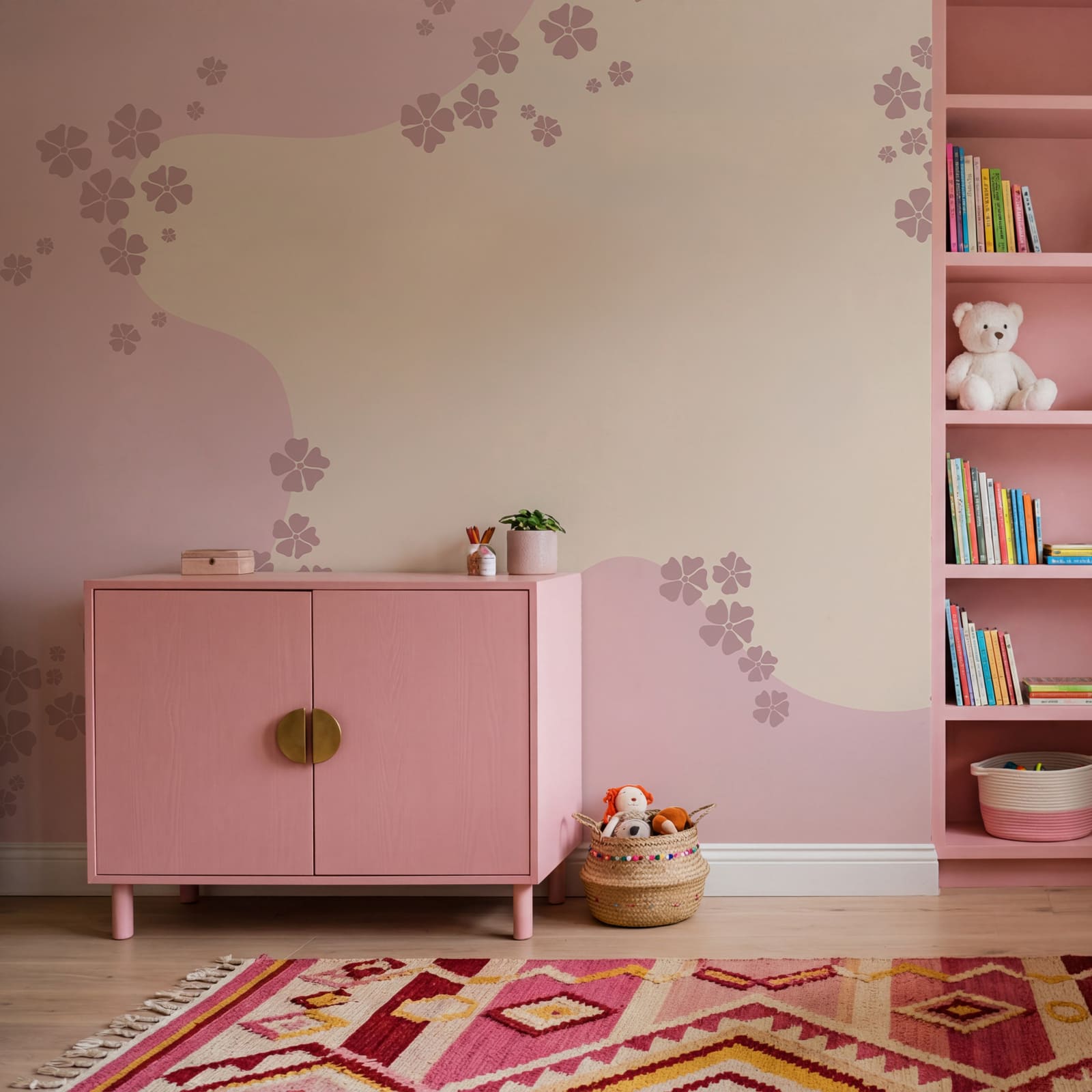 Roze en witte achtergrond met bloemen Roze en witte achtergrond met bloemen