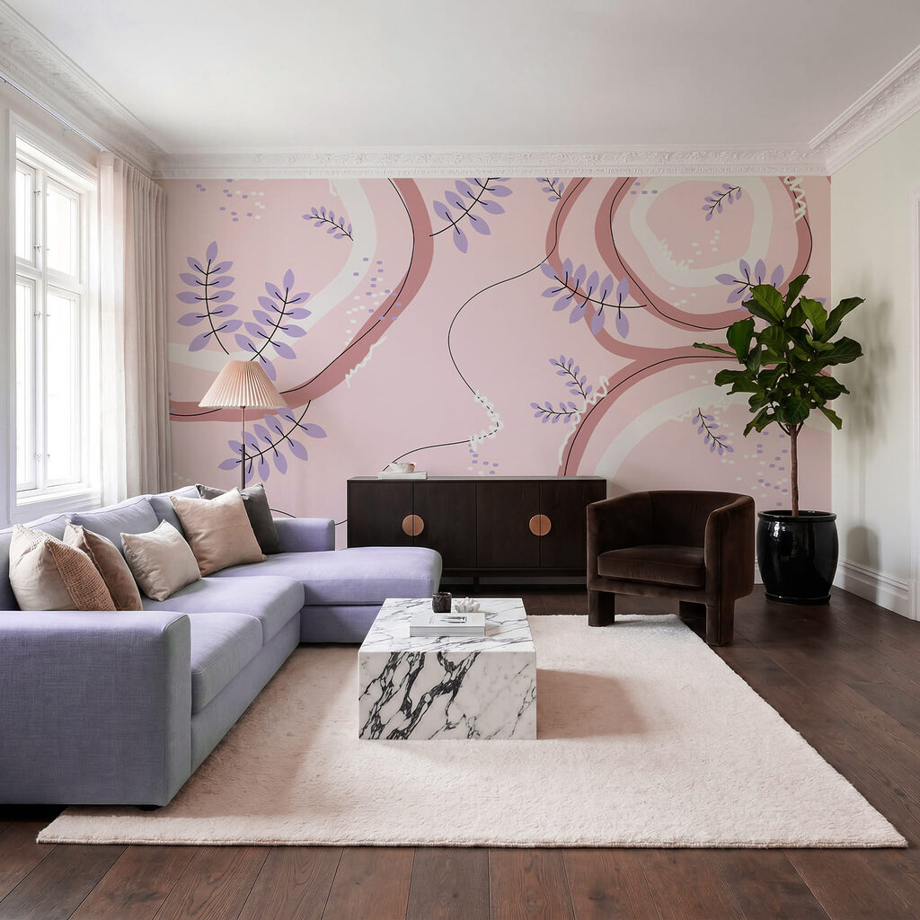 Roze en paars patroon met bladeren
