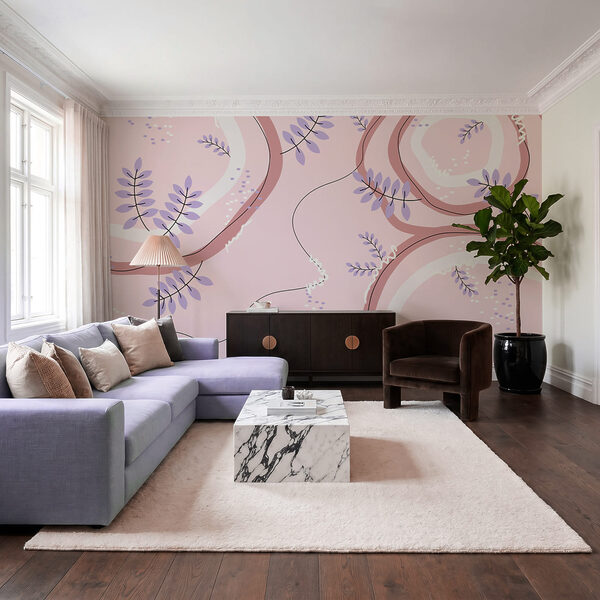 Roze en paars patroon met bladeren