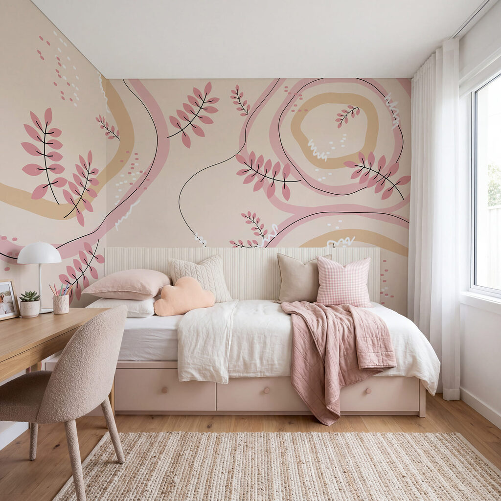 Roze en beige bloemenpatroon Roze en beige bloemenpatroon